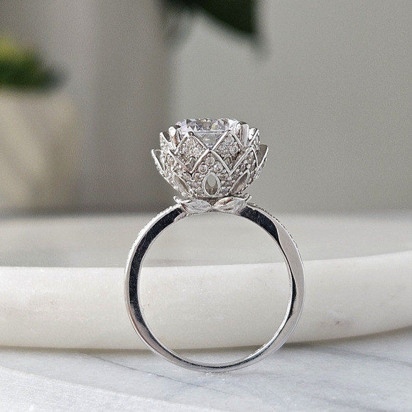 Vintage Style Floral ring, 925 Sterling Silver Charmed Aroma Flower Collection - Picture 2 of 10